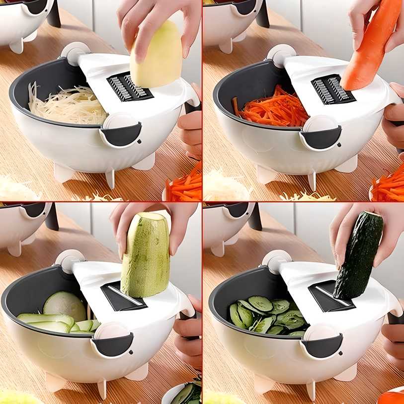 Vegetable Cutter 7-in-1 Multifunction Magic Rotate Cutter with Drain Basket [Premium Quality]