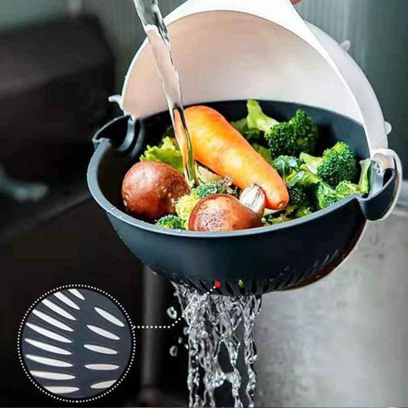 Vegetable Cutter 7-in-1 Multifunction Magic Rotate Cutter with Drain Basket [Premium Quality]