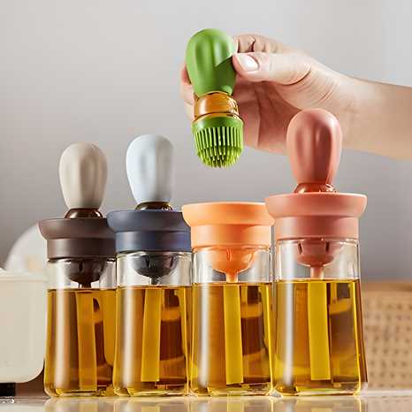 Oil Dispenser with Brush – Leak-Proof Cooking Oil Bottle
