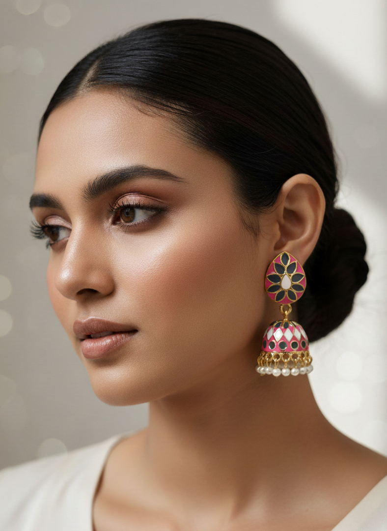 Anvika Enamel Jhumkha Earrings