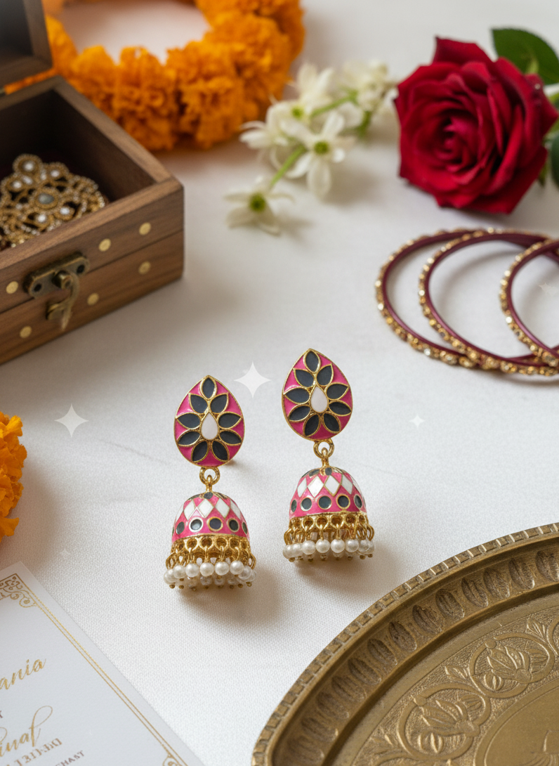 Anvika Enamel Jhumkha Earrings