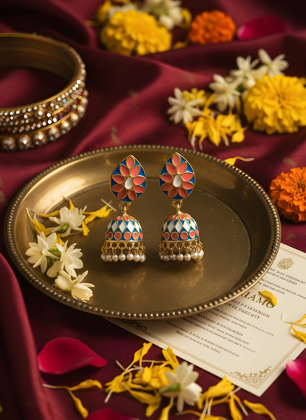 Aarohi Enamel Jhumkha Earrings