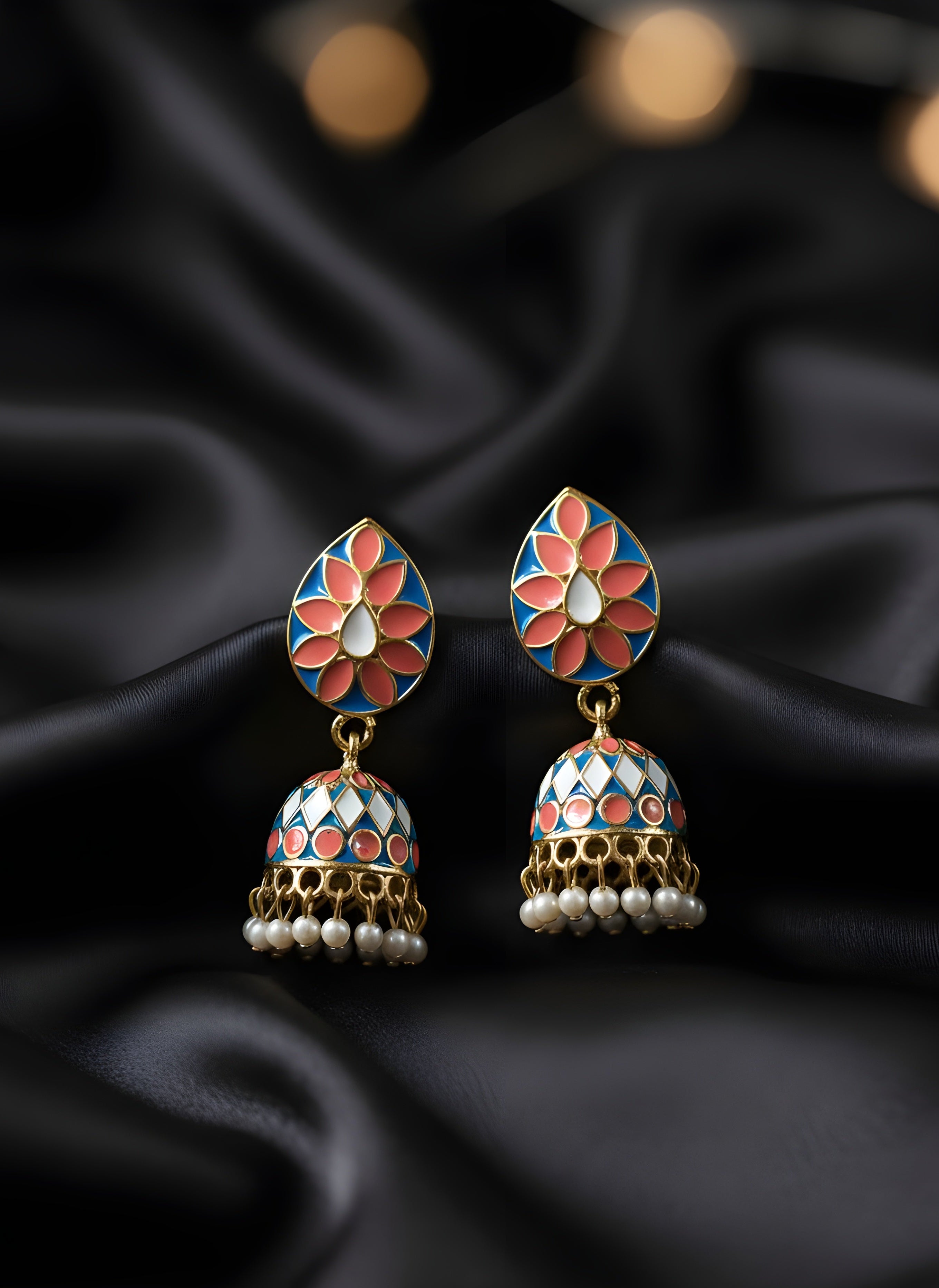 Aarohi Enamel Jhumkha Earrings