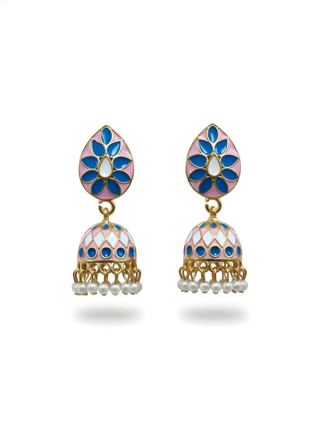 Neelkamal Enamel Jhumkha Earrings