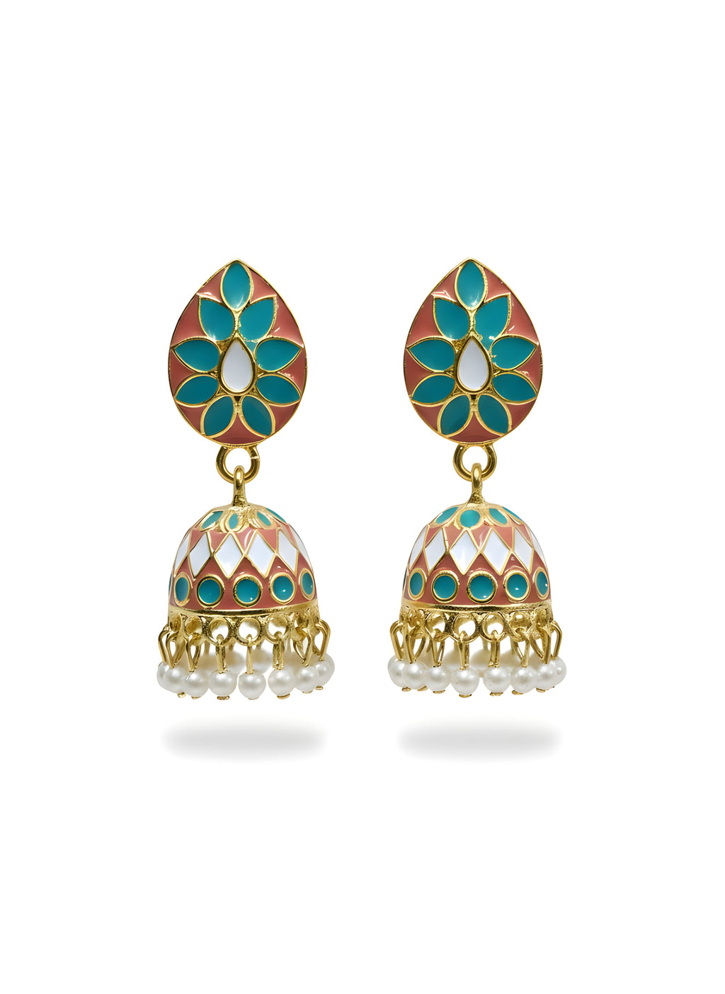 Padma Enamel Jhumkha Earrings