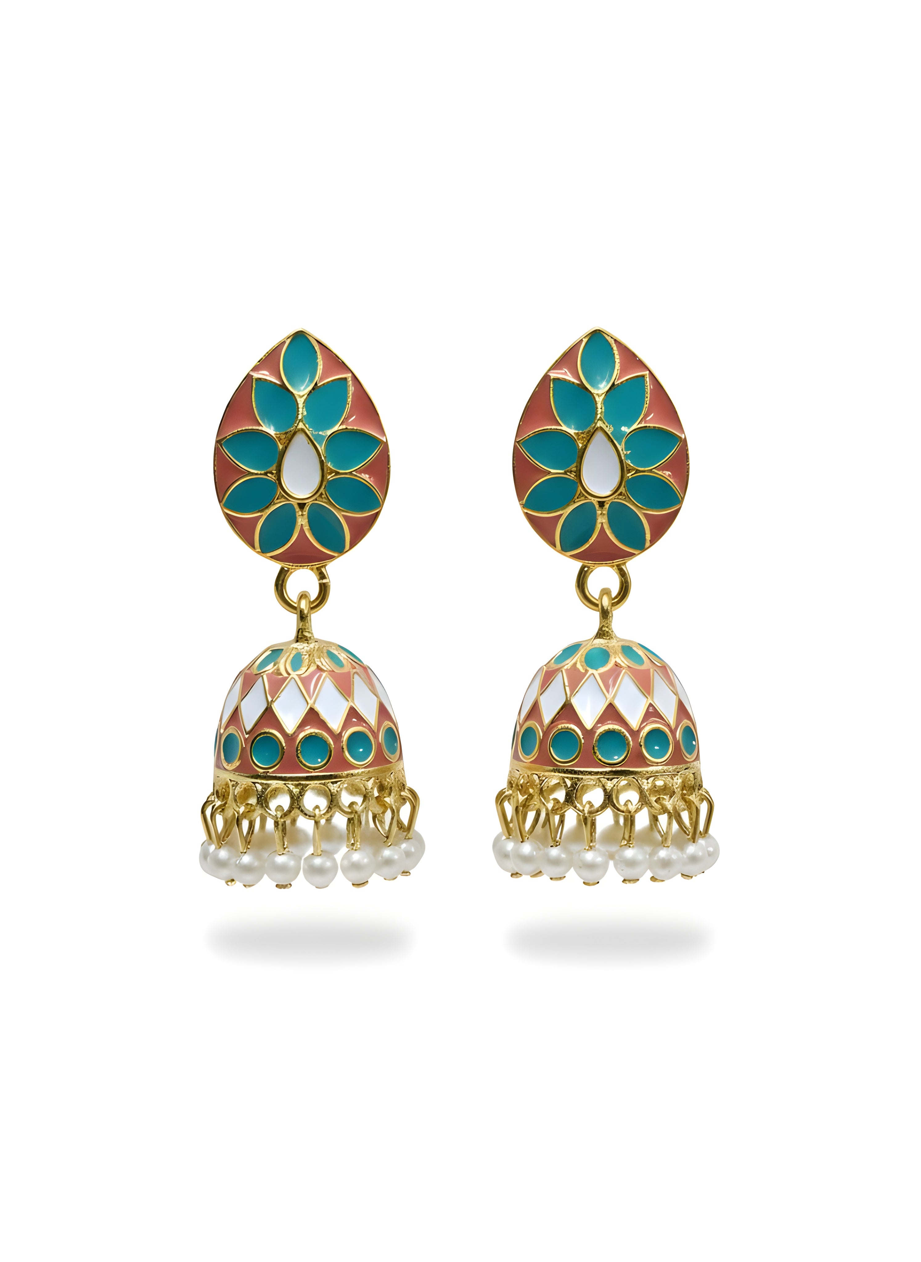 Padma Enamel Jhumkha Earrings
