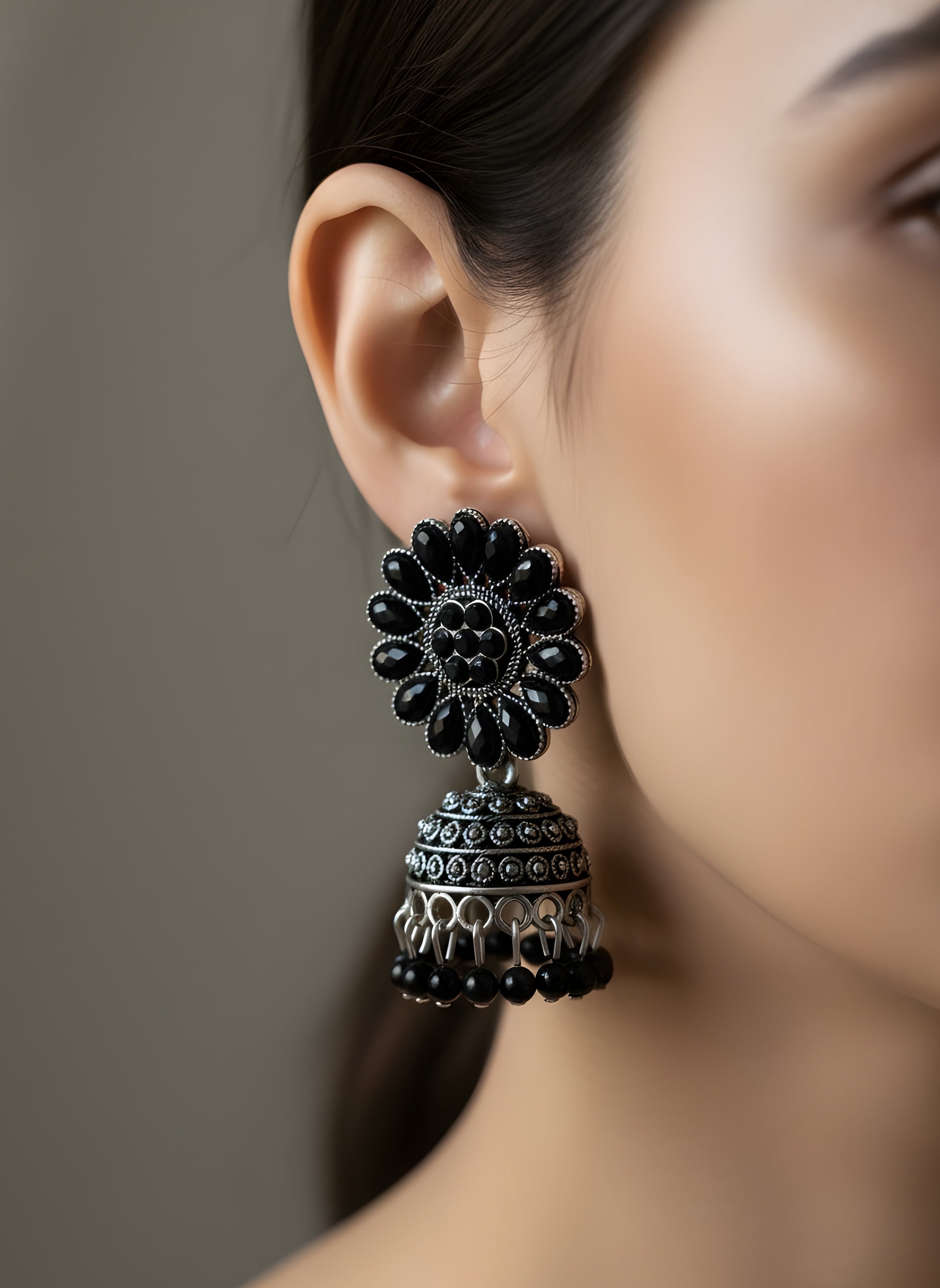 Kaalika Oxidised Jhumkha Earrings