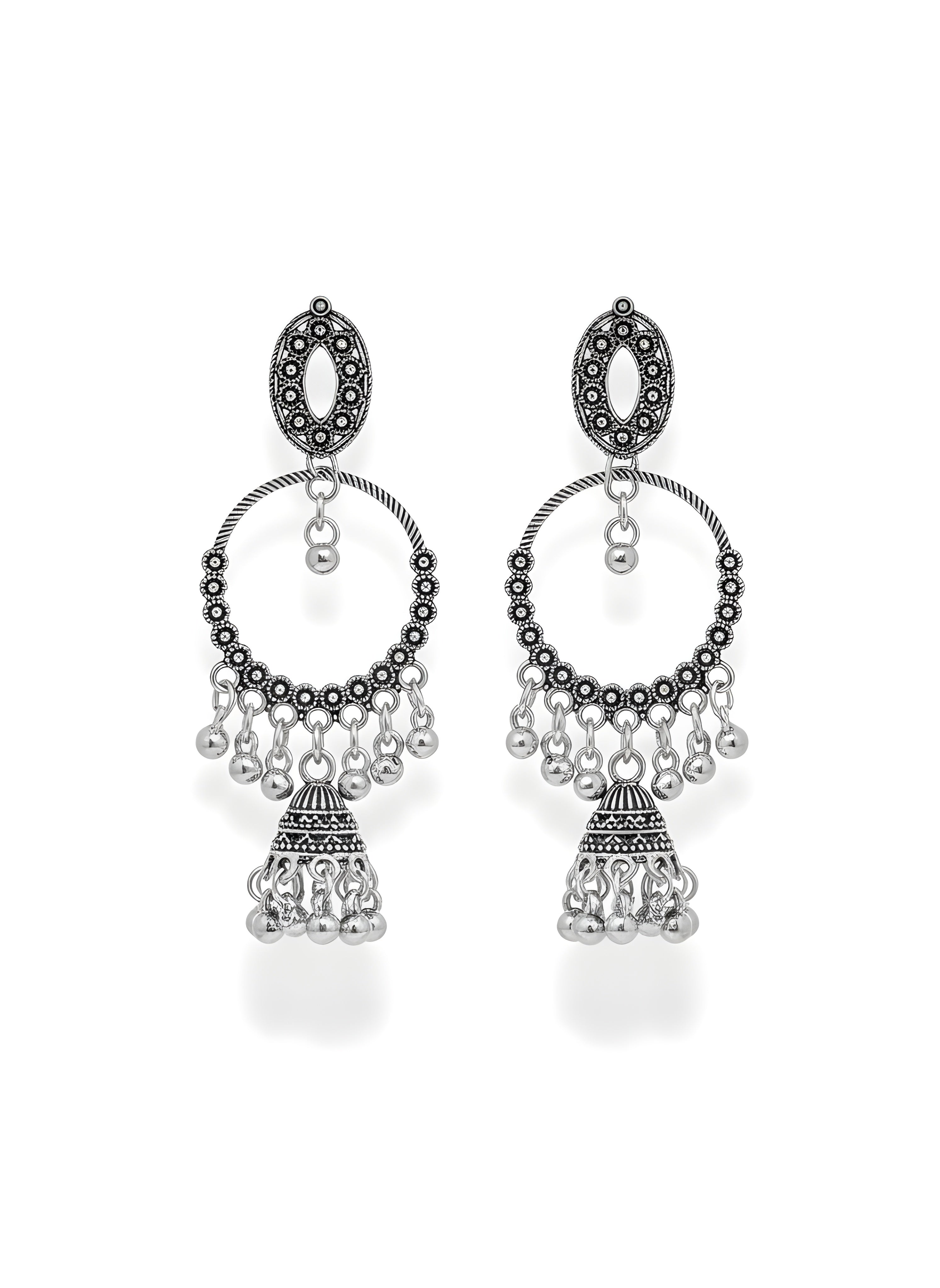 Anika Vritta Oxidised Hoop Jhumka Earrings