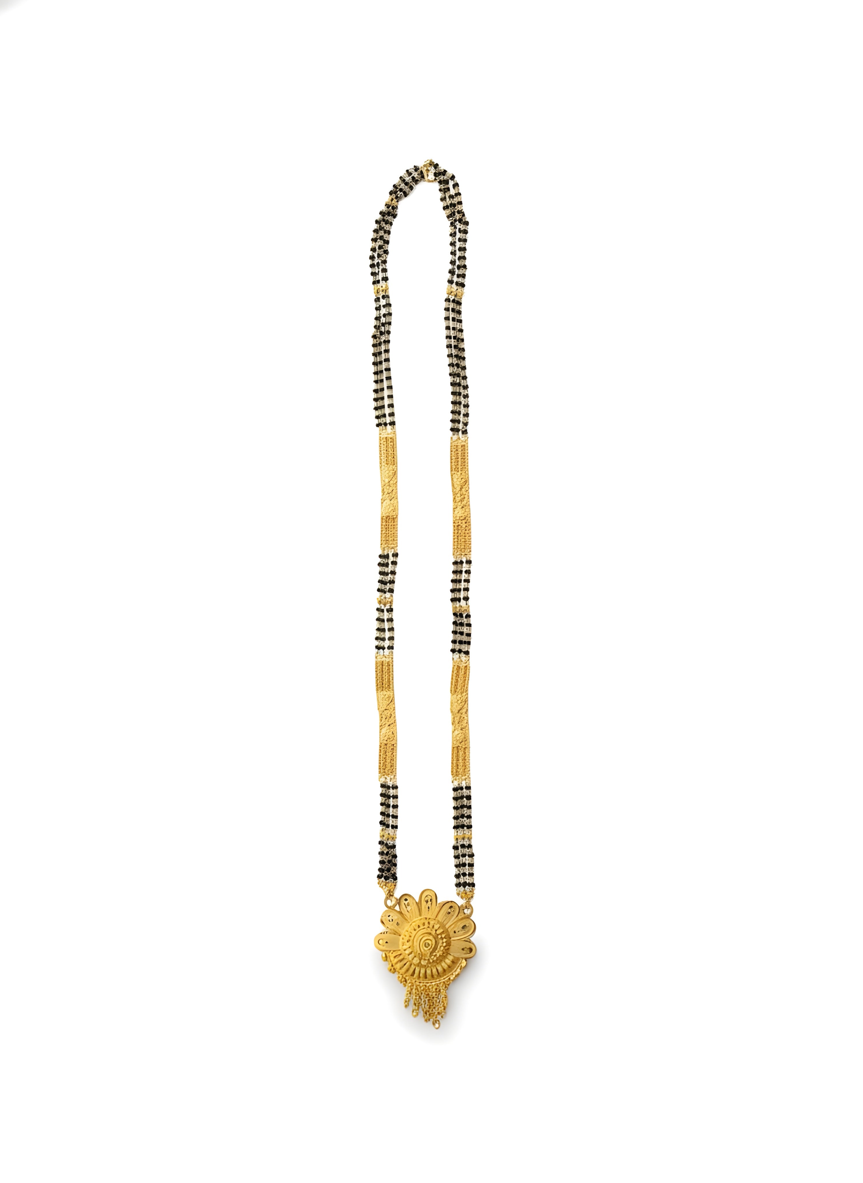 Necklace with a gold pendant on a white background