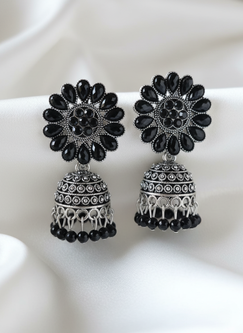 Kaalika Oxidised Jhumkha Earrings