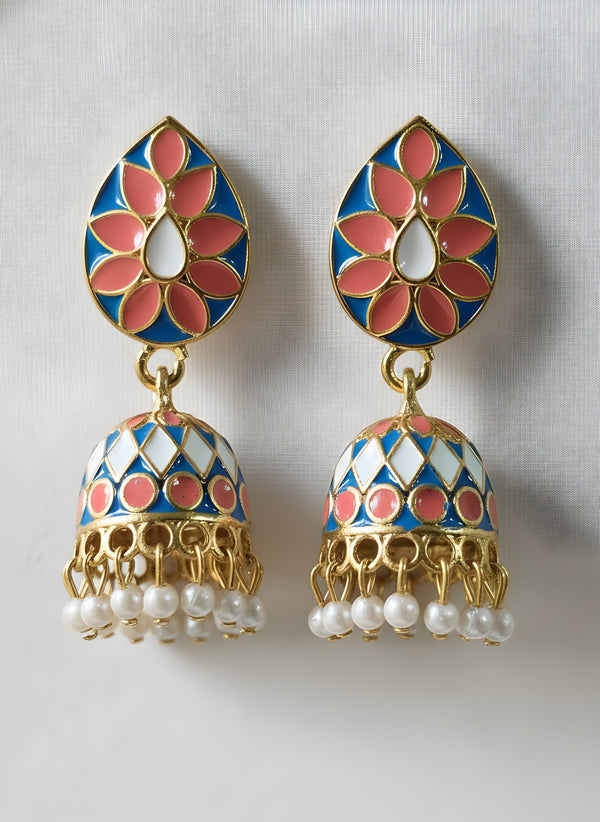 Aarohi Enamel Jhumkha Earrings