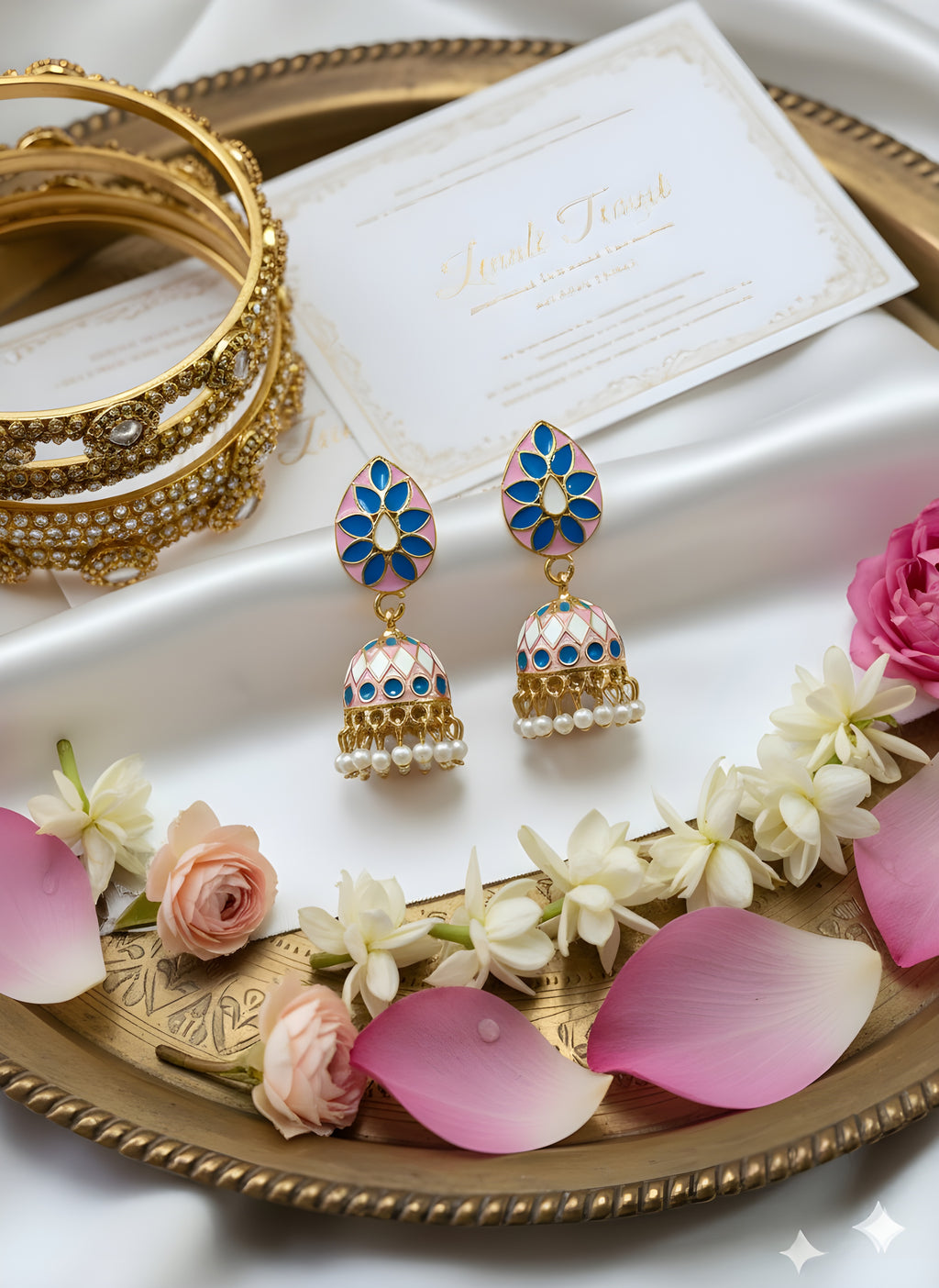Neelkamal Enamel Jhumkha Earrings