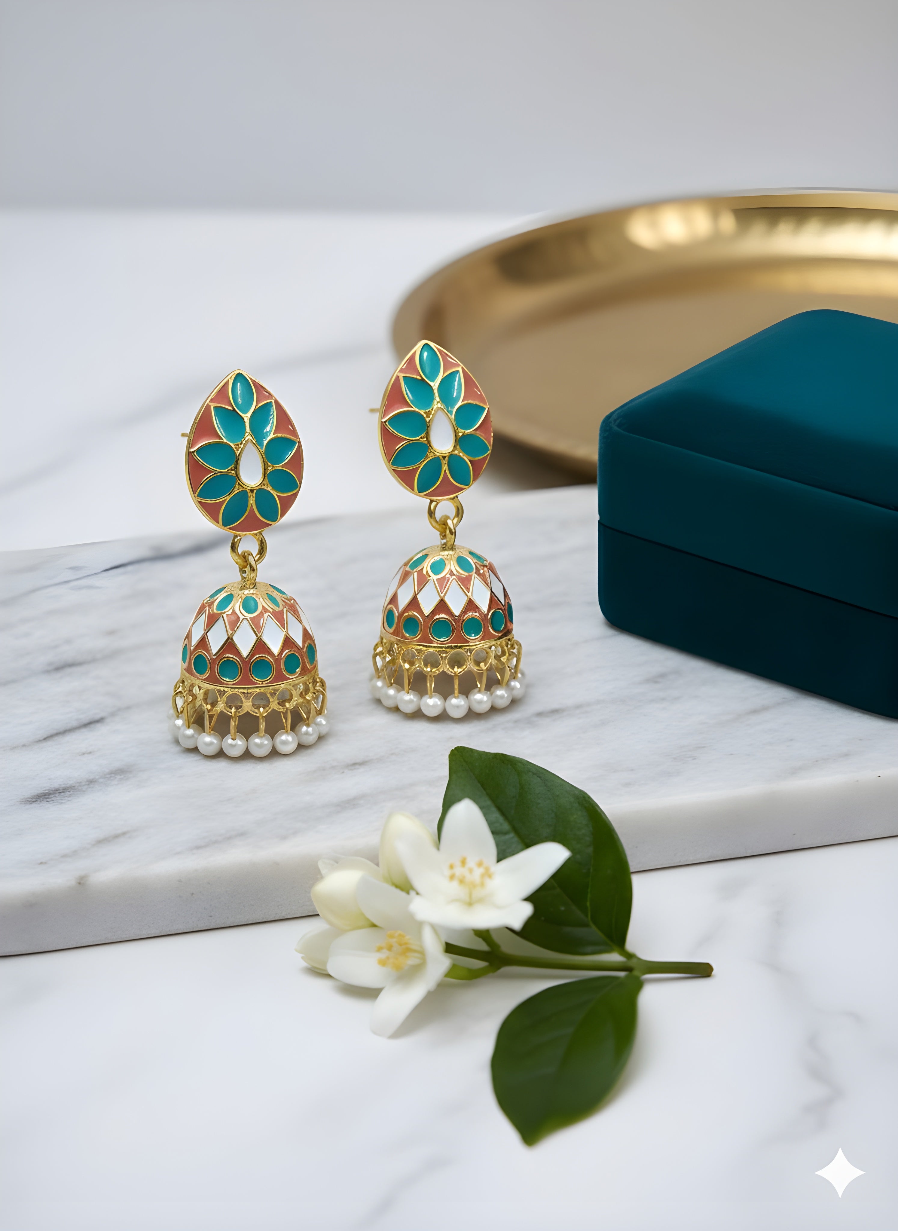 Padma Enamel Jhumkha Earrings