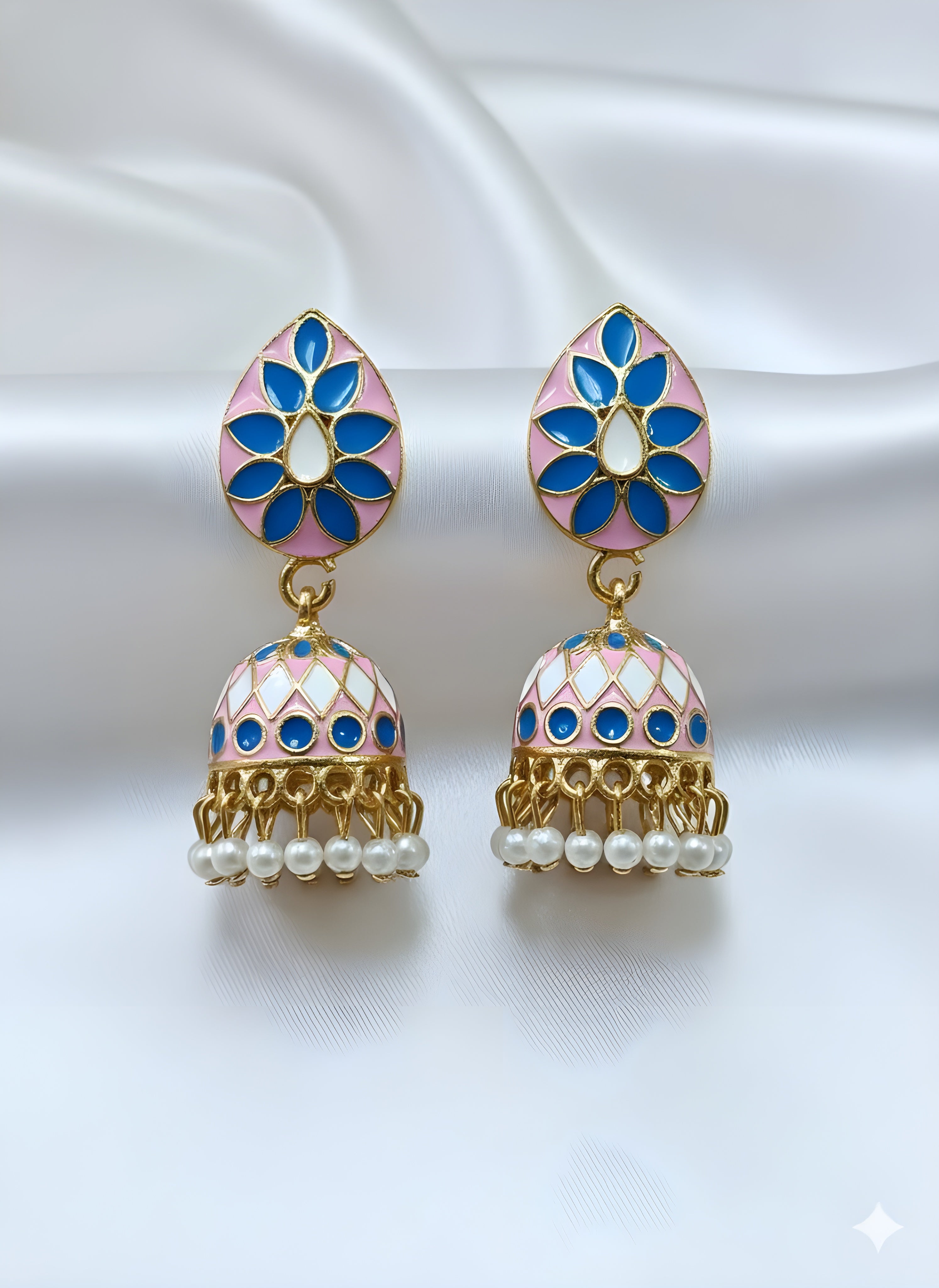 Neelkamal Enamel Jhumkha Earrings