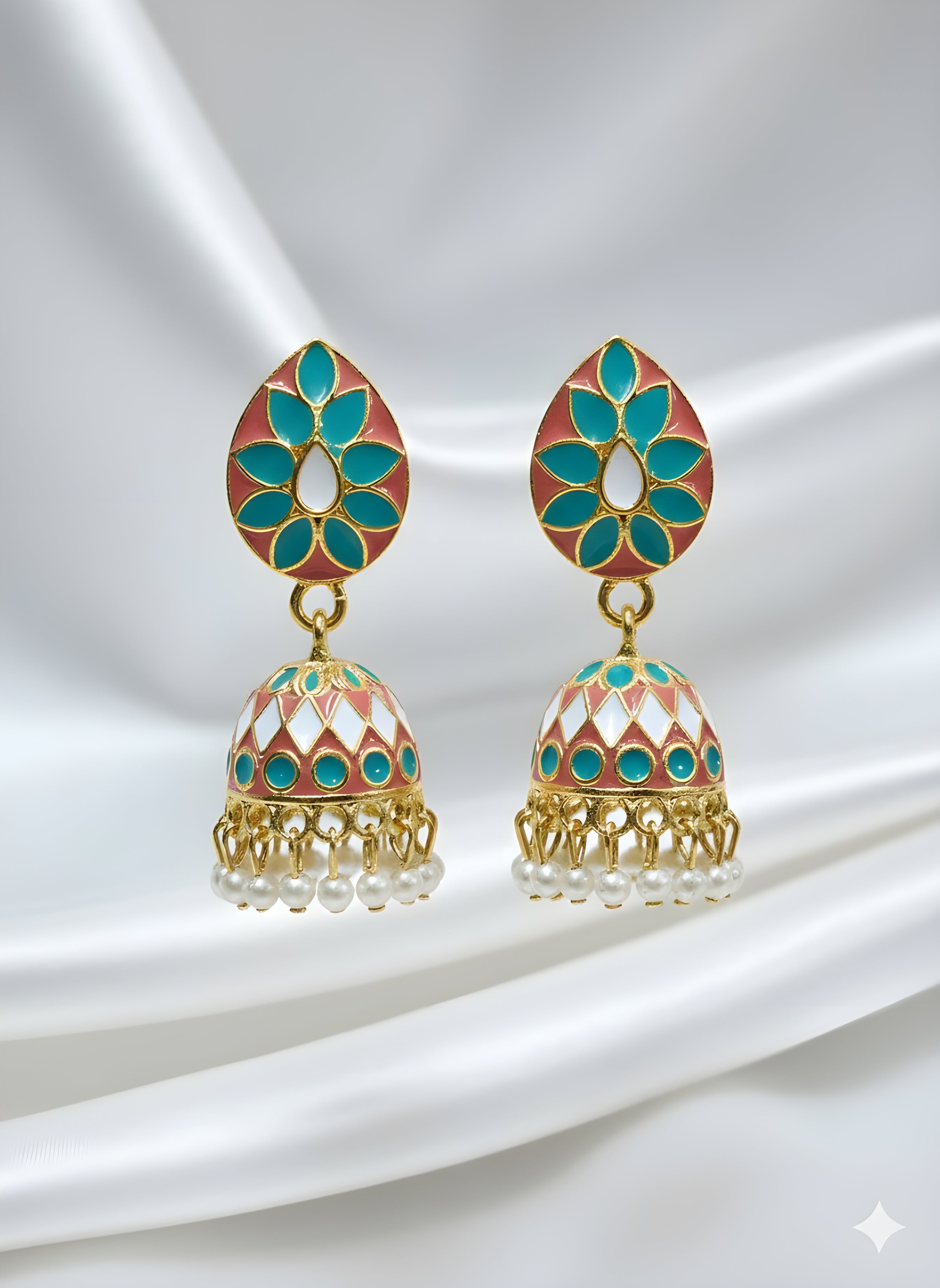 Padma Enamel Jhumkha Earrings