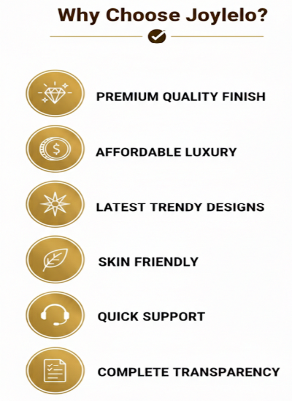 List of reasons to choose Joylelo with icons and text on a white background