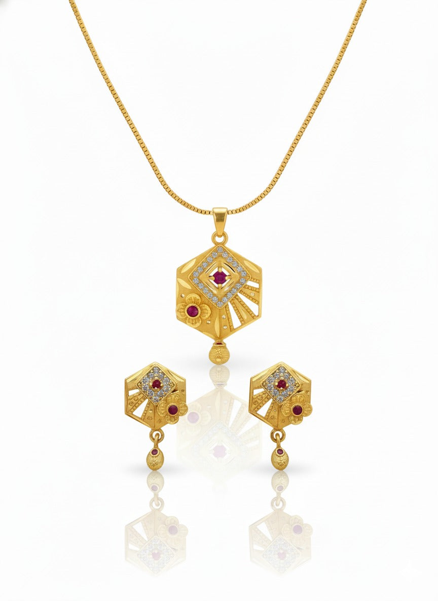 Ruhani Geometric Gold Necklace Set