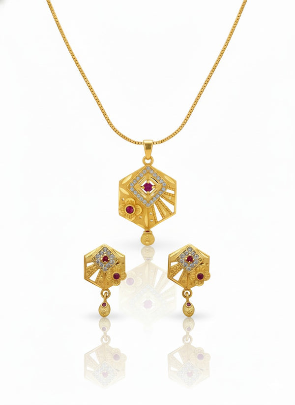 Ruhani Geometric Gold Necklace Set